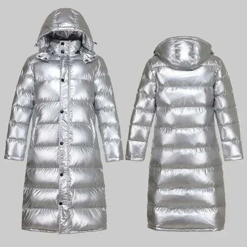 KIMLUD, Tcyeek Streetwear Men's Down Jacket Fashion Brand 90% Thick Duck Down Jacket Man Clothes Long Warm Down Coat Parka Hiver 2020101, Silver / S, KIMLUD Womens Clothes