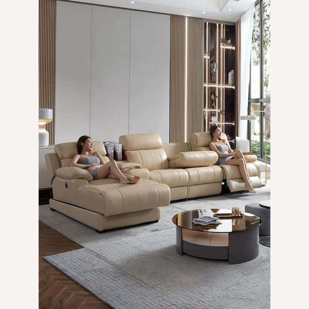 KIMLUD, Tech Smart Electric Reclining Sofa Set Functional Genuine Leather Sofa Cama L Shape Sectional Couch Theater Seats Convertible S, electrics L shape, KIMLUD APPAREL - Womens Clothes