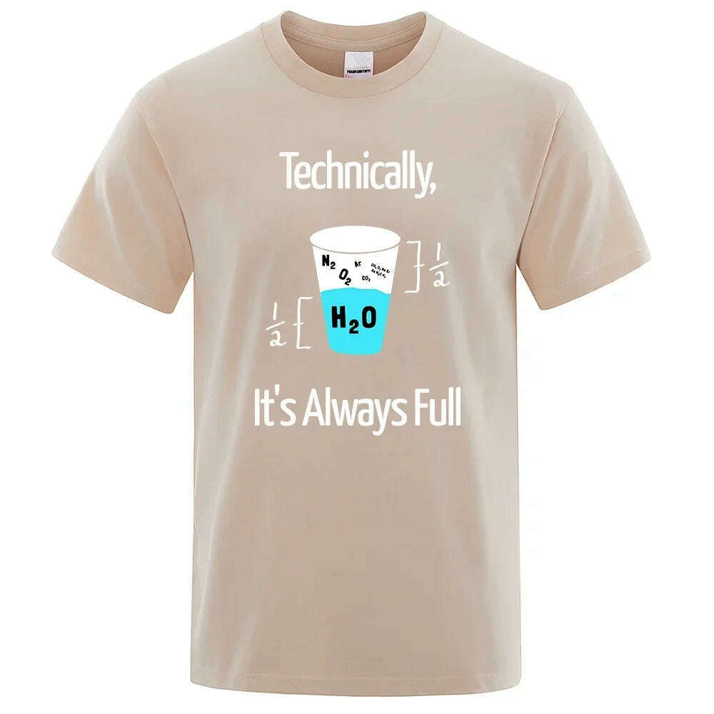 KIMLUD, Technically It'S Always Full Scientific Experiment T Shirts Men Fashion Cotton Shirt Loose Summer T Shirts Fashion Oversized Tee, Khaki / L, KIMLUD APPAREL - Womens Clothes
