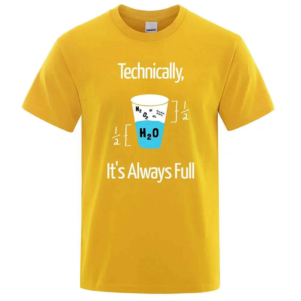 KIMLUD, Technically It'S Always Full Scientific Experiment T Shirts Men Fashion Cotton Shirt Loose Summer T Shirts Fashion Oversized Tee, Yellow / S, KIMLUD APPAREL - Womens Clothes