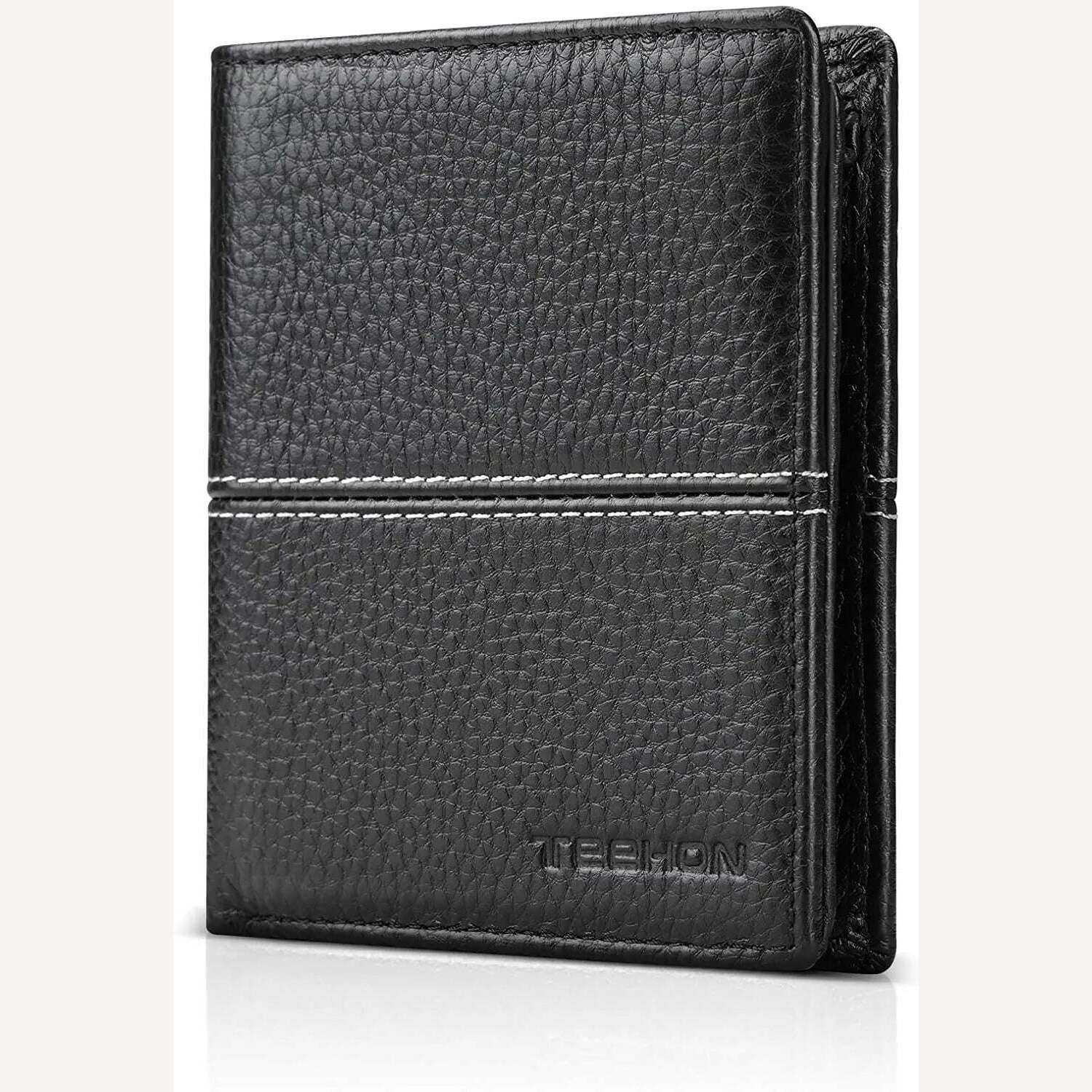 KIMLUD, TEEHON Casual Soft Genuine Leather Wallet Men RFID Black Purse Coin Card Holder, KIMLUD Womens Clothes