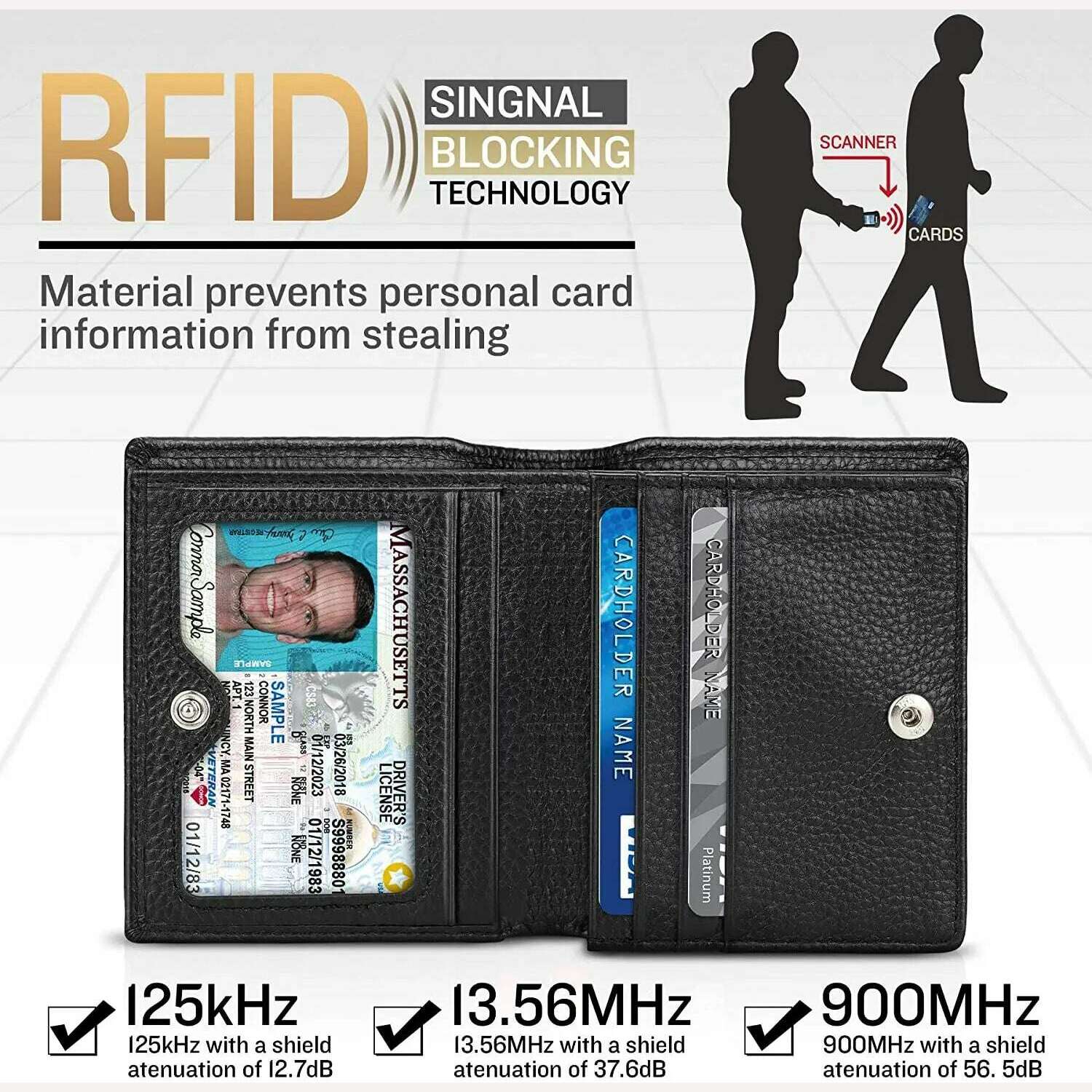 KIMLUD, TEEHON Casual Soft Genuine Leather Wallet Men RFID Black Purse Coin Card Holder, KIMLUD Womens Clothes