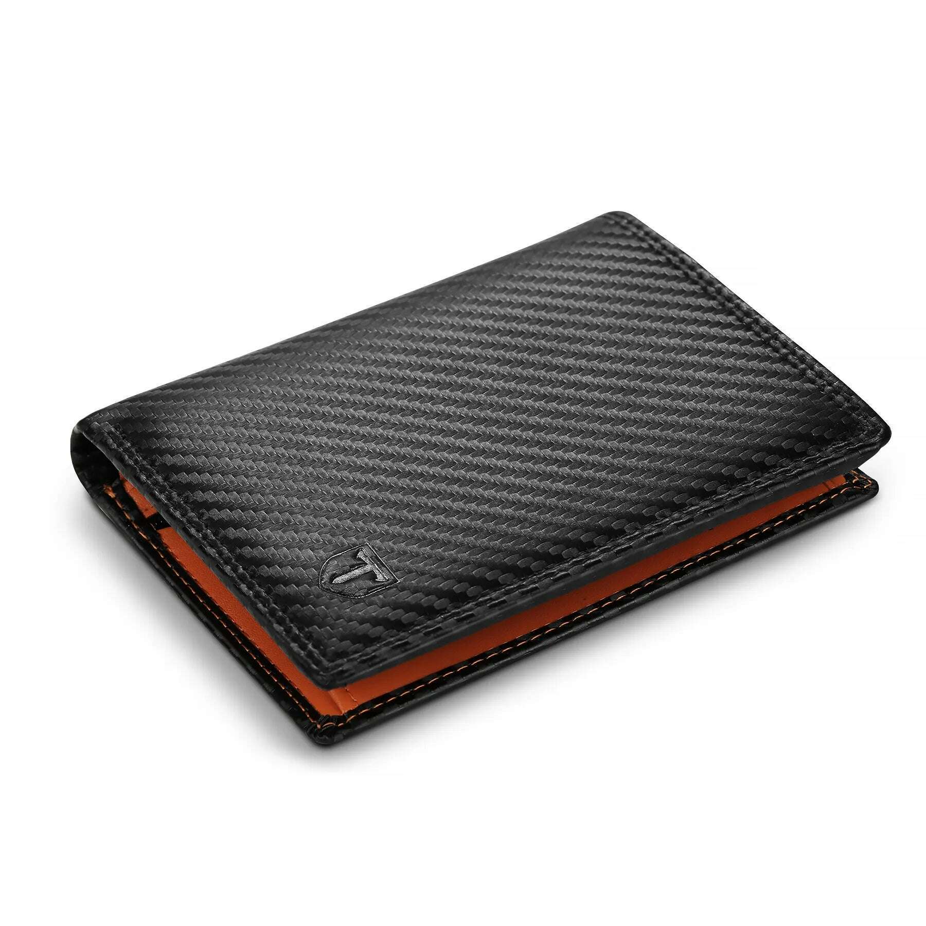 KIMLUD, TEEHON Dermic carbon fiber shape Men Wallet Coin Pocket RFID Credit Card Holder Half Span Design Black Purse, Black, KIMLUD APPAREL - Womens Clothes