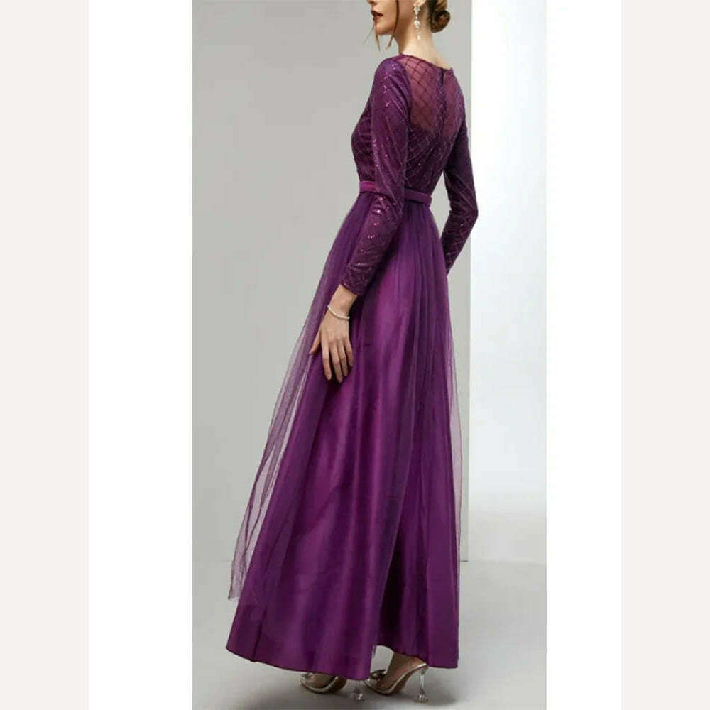 KIMLUD, Temperament Party Dress Plus Size Sequin Satin Women O-Neck Evening Dress Sweetheart Puff Long Robe Mermaid Midi Party Gowns, KIMLUD Womens Clothes
