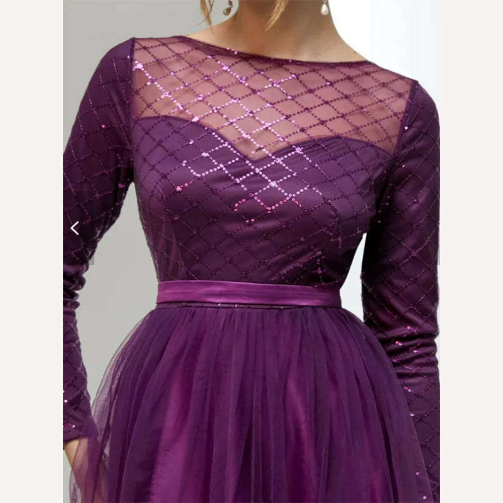 KIMLUD, Temperament Party Dress Plus Size Sequin Satin Women O-Neck Evening Dress Sweetheart Puff Long Robe Mermaid Midi Party Gowns, KIMLUD Womens Clothes