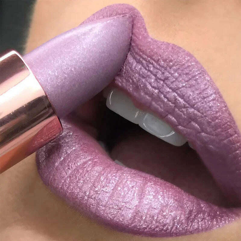 Temperature Color Changing Glitter Lipstick Waterproof Long Lasting Moisturizing Velvet Matte Lip Tint Red Pink Sexy Lips Makeup - KIMLUD
