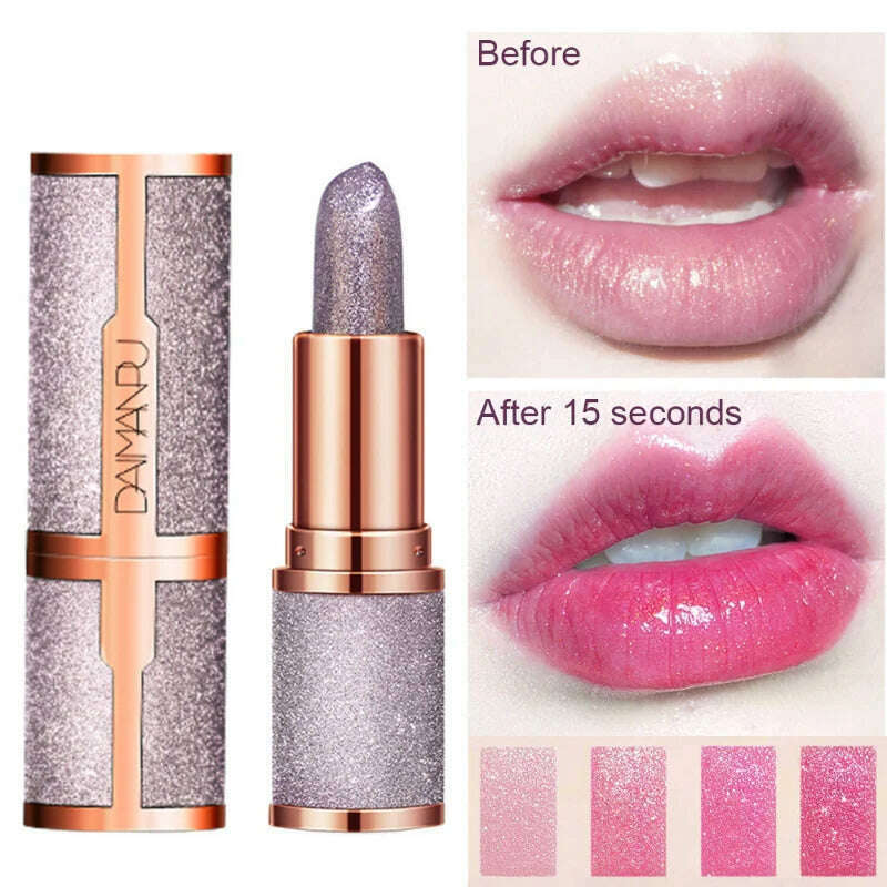 KIMLUD, Temperature Color Changing Glitter Lipstick Waterproof Long Lasting Moisturizing Velvet Matte Lip Tint Red Pink Sexy Lips Makeup, KIMLUD Women's Clothes