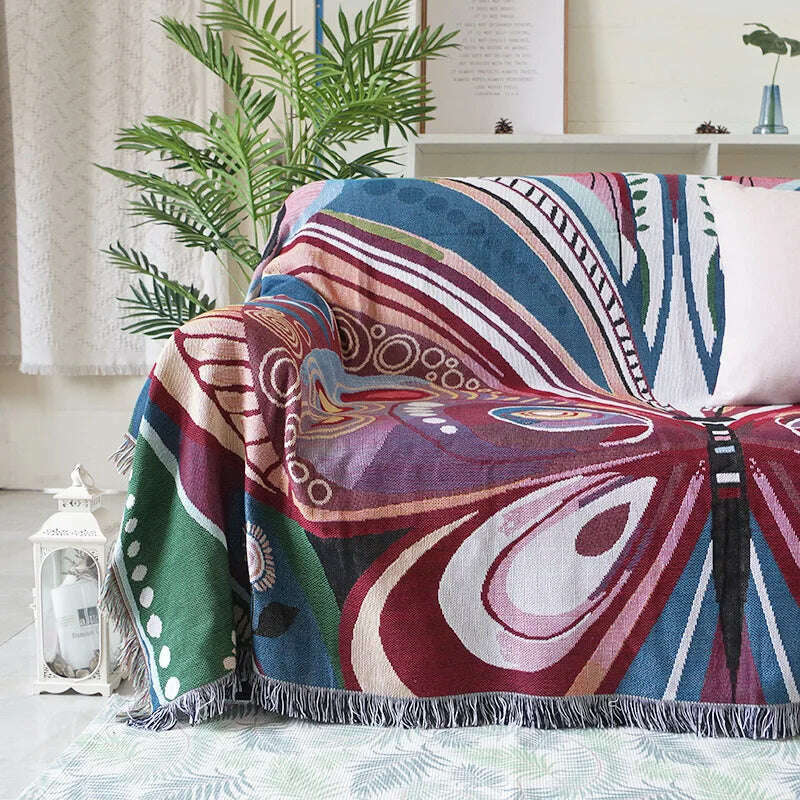 Textile City Ins Peacock Figure Double Sided Throw Blanket Soft Comfy Home Decor Sofa Cover Quality Dust Bedspread 160x220cm - KIMLUD