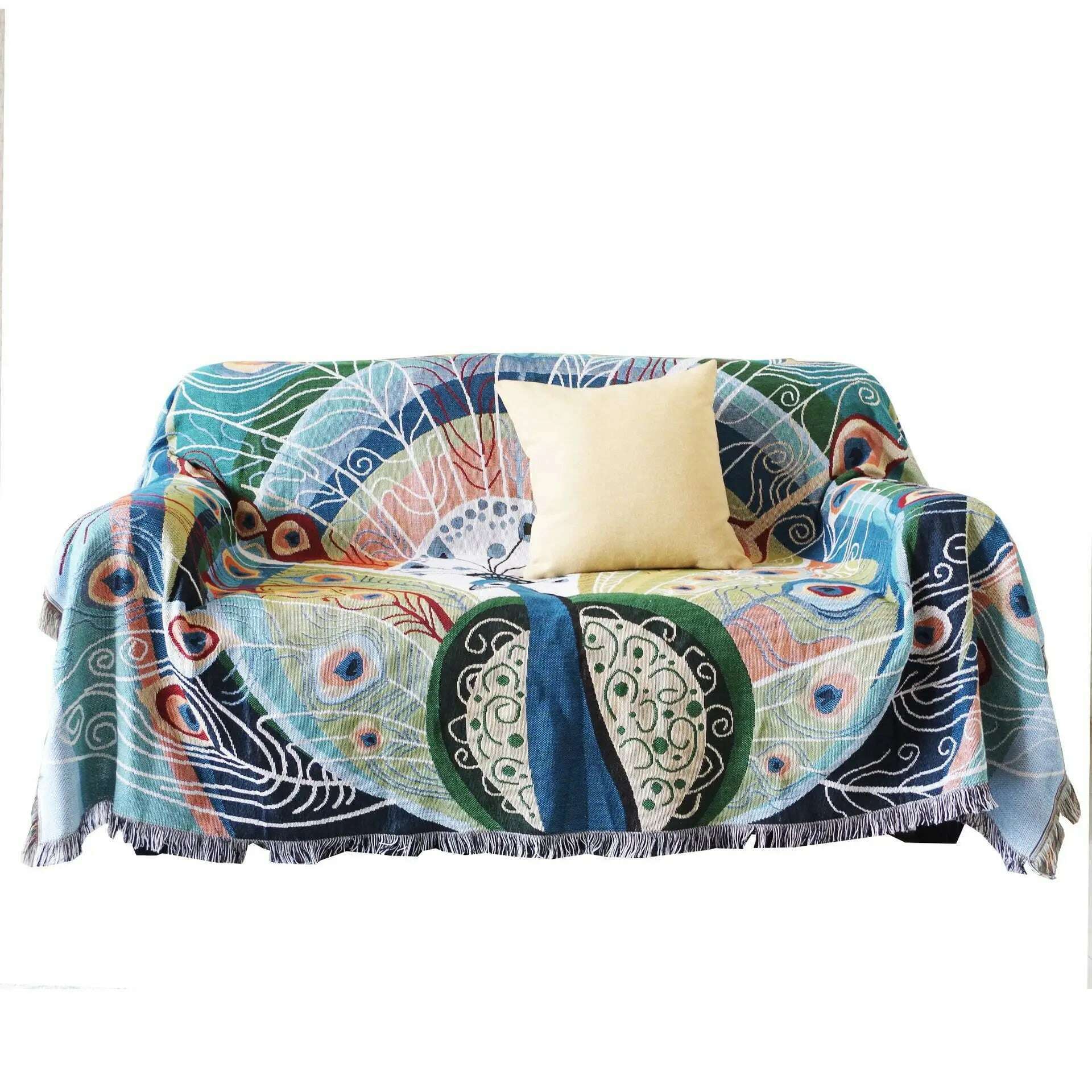 Textile City Ins Peacock Figure Double Sided Throw Blanket Soft Comfy Home Decor Sofa Cover Quality Dust Bedspread 160x220cm - KIMLUD