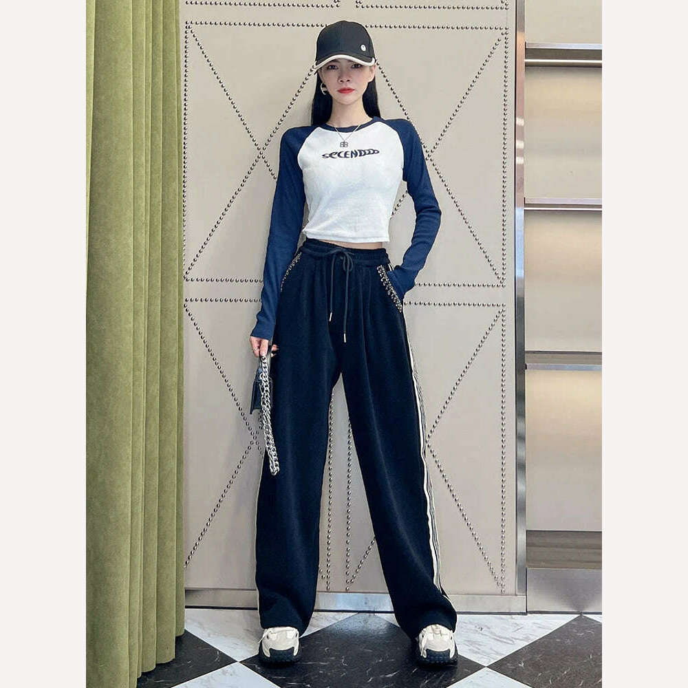 KIMLUD, Thickened Black Straight Casual Pants for Women 2023 New Autumn Winter Trousers High Waist Loose Slimming Wide Leg Sweatpants, KIMLUD Women's Clothes