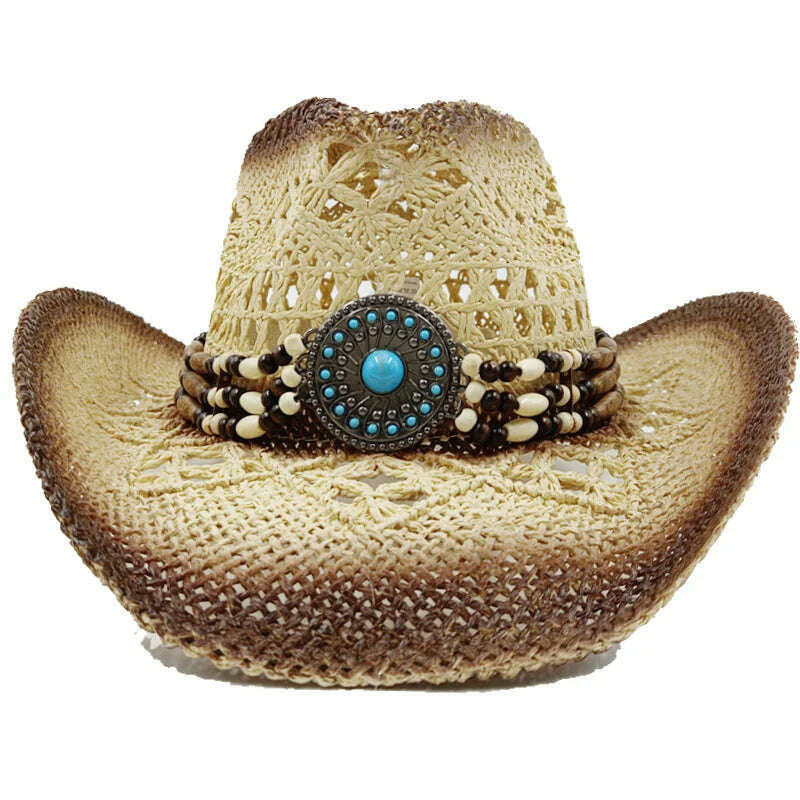 KIMLUD, Thickened Cowboy Hat Vintage Straw Hat 2023 New Men's and Women's Jazz Large Size Cowboy Hat Straw Hat Sun Hat Summer Hat, 15 / 56-58cm / CHINA, KIMLUD Women's Clothes