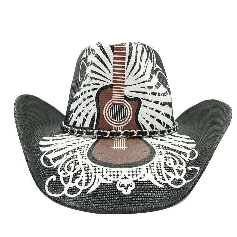 KIMLUD, Thickened Cowboy Hat Vintage Straw Hat 2023 New Men's and Women's Jazz Large Size Cowboy Hat Straw Hat Sun Hat Summer Hat, 32 / 56-58cm / CHINA, KIMLUD Women's Clothes