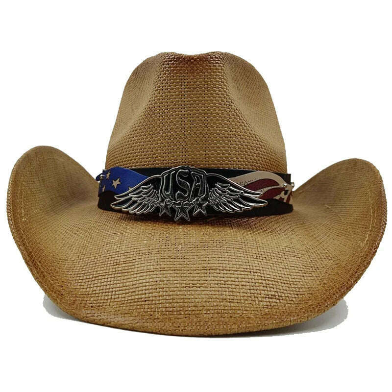 Thickened Cowboy Hat Vintage Straw Hat 2023 New Men's and Women's Jazz Large Size Cowboy Hat Straw Hat Sun Hat Summer Hat - KIMLUD