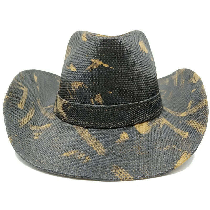 KIMLUD, Thickened Cowboy Hat Vintage Straw Hat 2023 New Men's and Women's Jazz Large Size Cowboy Hat Straw Hat Sun Hat Summer Hat, 17 / 56-58cm / CHINA, KIMLUD Women's Clothes