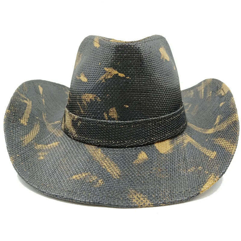 Thickened Cowboy Hat Vintage Straw Hat 2023 New Men's and Women's Jazz Large Size Cowboy Hat Straw Hat Sun Hat Summer Hat - KIMLUD
