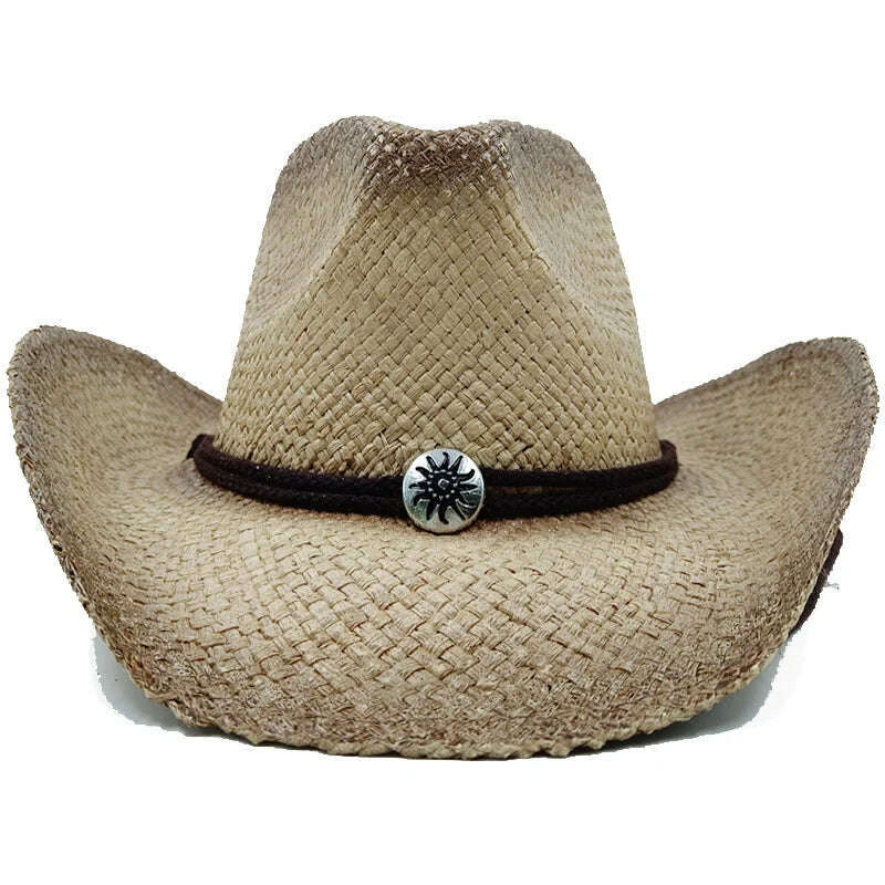 KIMLUD, Thickened Cowboy Hat Vintage Straw Hat 2023 New Men's and Women's Jazz Large Size Cowboy Hat Straw Hat Sun Hat Summer Hat, 19 / 56-58cm / CHINA, KIMLUD Women's Clothes