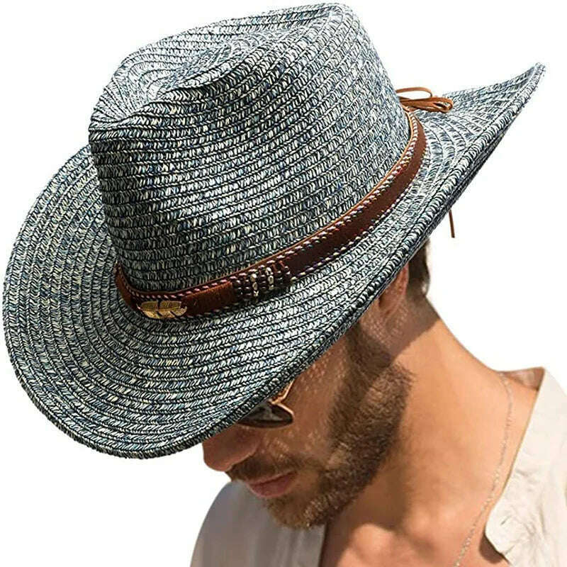 Thickened Cowboy Hat Vintage Straw Hat 2023 New Men's and Women's Jazz Large Size Cowboy Hat Straw Hat Sun Hat Summer Hat - KIMLUD