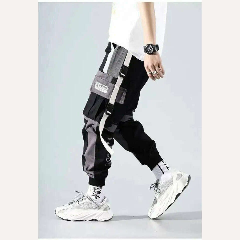 KIMLUD, Thin Streetwear Casual Pants Men Ribbons Harem Jogging Pants Male Slim Fit Spring Cargo Pants Multi-Pockets Women Trouser K17, k17-1 / XXXL, KIMLUD APPAREL - Womens Clothes