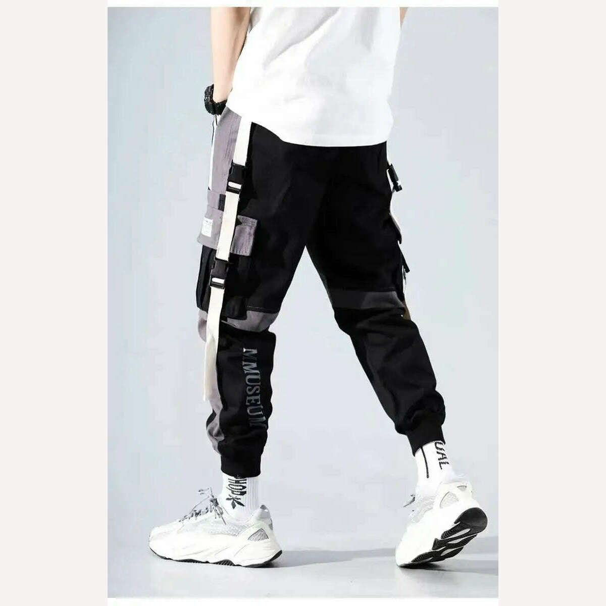 KIMLUD, Thin Streetwear Casual Pants Men Ribbons Harem Jogging Pants Male Slim Fit Spring Cargo Pants Multi-Pockets Women Trouser K17, KIMLUD Womens Clothes
