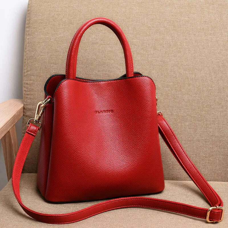 Three Layers Luxury Handbags For Women Designer High Quality Leather Crossbody Shoulder Bags Ladies Casual Tote Bag Sac A Main - KIMLUD
