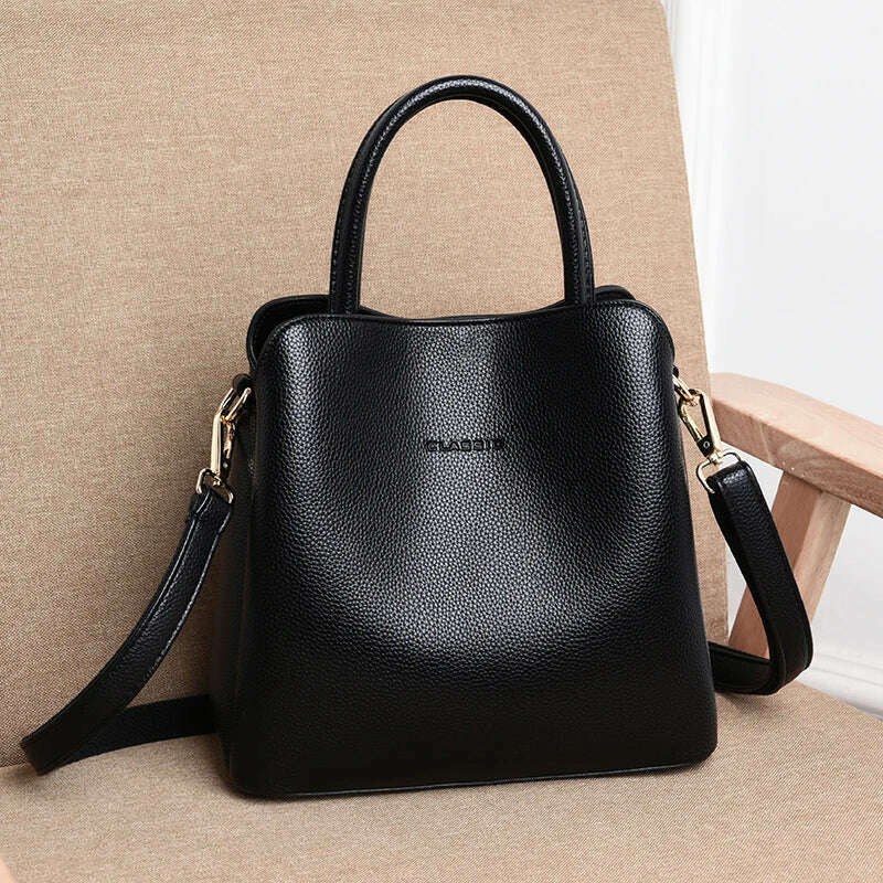Three Layers Luxury Handbags For Women Designer High Quality Leather Crossbody Shoulder Bags Ladies Casual Tote Bag Sac A Main - KIMLUD