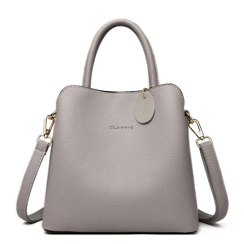 KIMLUD, Three Layers Luxury Handbags For Women Designer High Quality  Leather Crossbody Shoulder Bags Ladies Casual Tote Bag Sac A Main, Gray / 25cm x 12cm x 23cm, KIMLUD Womens Clothes