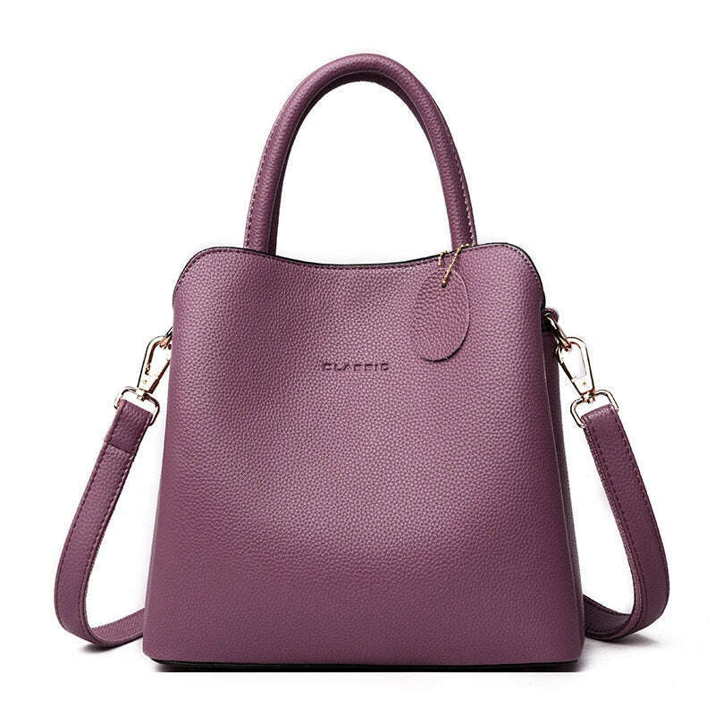 KIMLUD, Three Layers Luxury Handbags For Women Designer High Quality  Leather Crossbody Shoulder Bags Ladies Casual Tote Bag Sac A Main, Purple / 25cm x 12cm x 23cm, KIMLUD Womens Clothes
