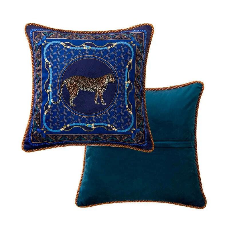 KIMLUD, Tiger Throw Pillow Cover Decorative Velvet Square Cushion With Handmade Cute Tassel for Home Couch Bed Hot Pink Deluxe Soft 45cm, 45x45cm(18 Inch) / E, KIMLUD APPAREL - Womens Clothes