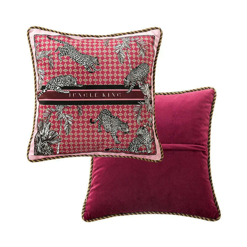 Tiger Throw Pillow Cover Decorative Velvet Square Cushion With Handmade Cute Tassel for Home Couch Bed Hot Pink Deluxe Soft 45cm, 45x45cm(18 Inch) / C, KIMLUD Women's Clothes