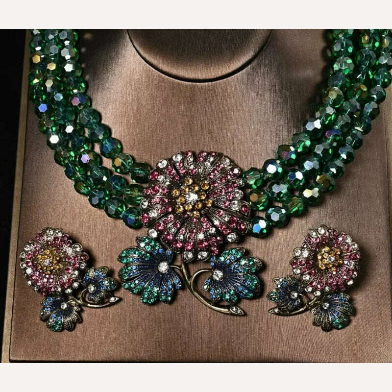 Timeless Wonder Beaded Zircon Geo Floral Necklace for Women Designer Jewelry Luxury Brand Runway Rare Set Trends Mix Gothic 5288 - KIMLUD
