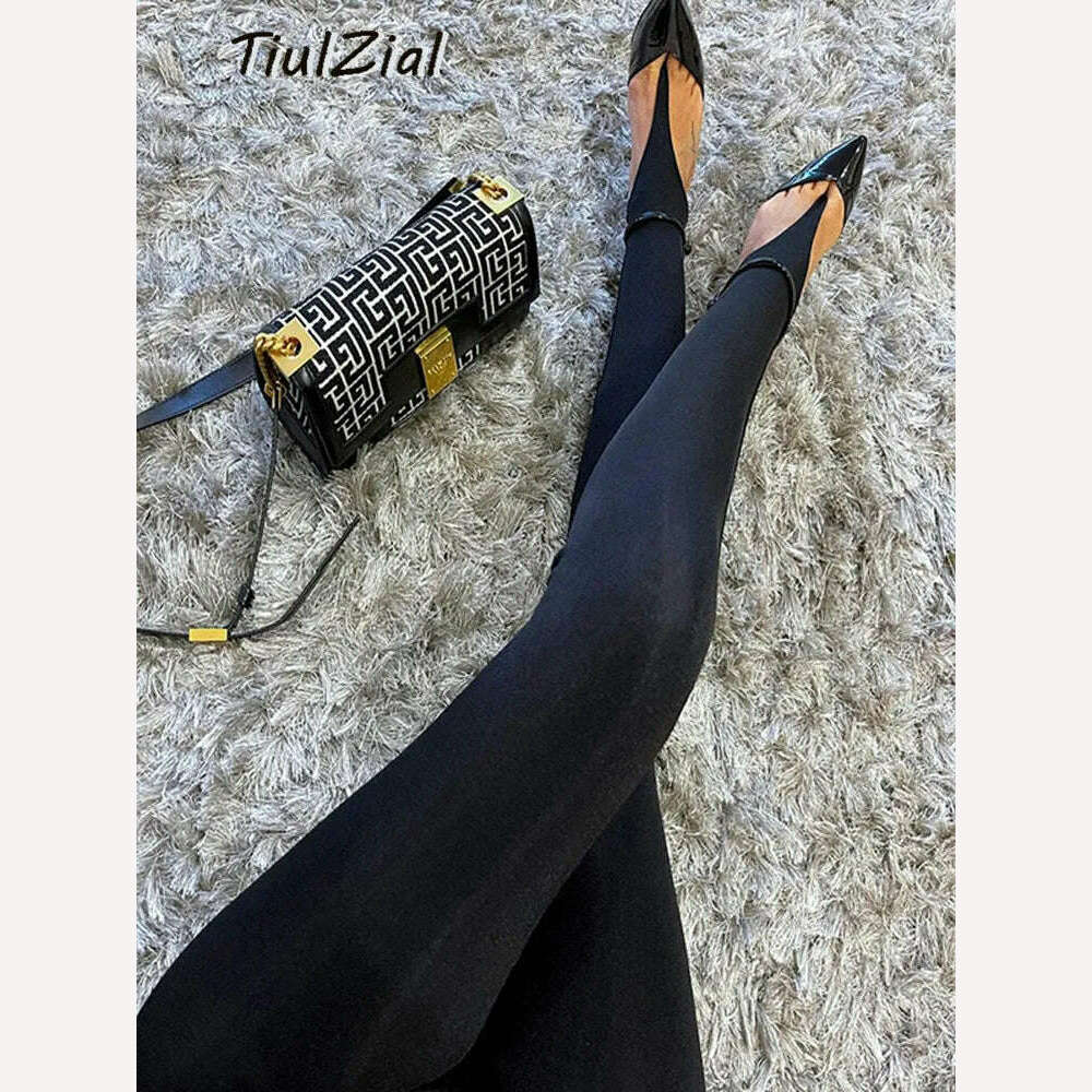 KIMLUD, TiulZial Black Skinny Stretch Leggings Women Autumn Club Party Fashion Elastic High Waist Leggings Outfit Stirrup Leggings, KIMLUD Womens Clothes