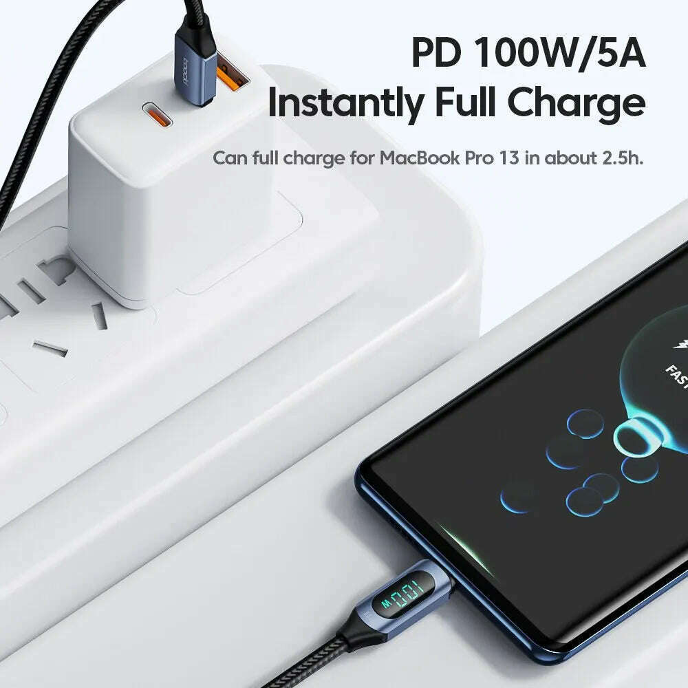Toocki Type C to Type C Cable 100W PD Fast Charging Charger USB C to USB C Display Cable For Xiaomi POCO F3 Realme Macbook iPad - KIMLUD