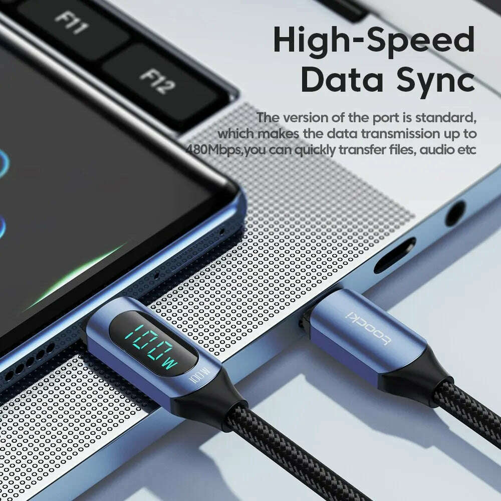 Toocki Type C to Type C Cable 100W PD Fast Charging Charger USB C to USB C Display Cable For Xiaomi POCO F3 Realme Macbook iPad - KIMLUD