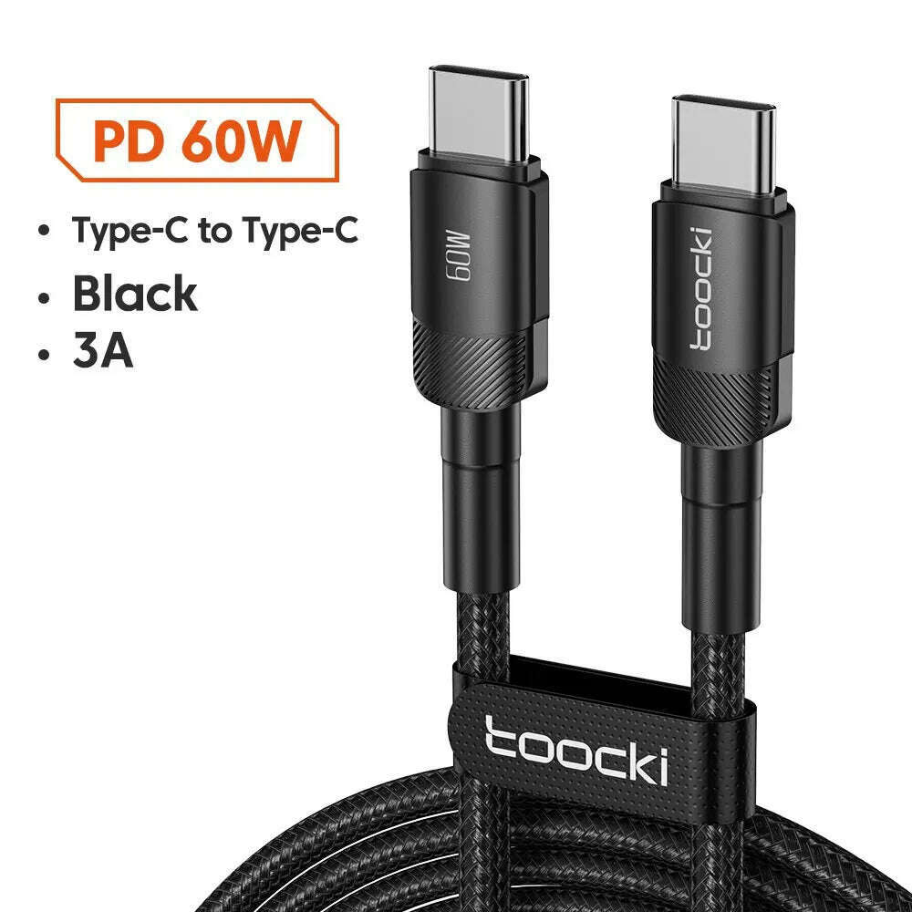 Toocki USB Type C Cable Fast Charging USB C Charger Cord For For iPhone 15 14 13 12 11 Huawei P40 P30 Realme Oppo Oneplus 1m 2m - KIMLUD