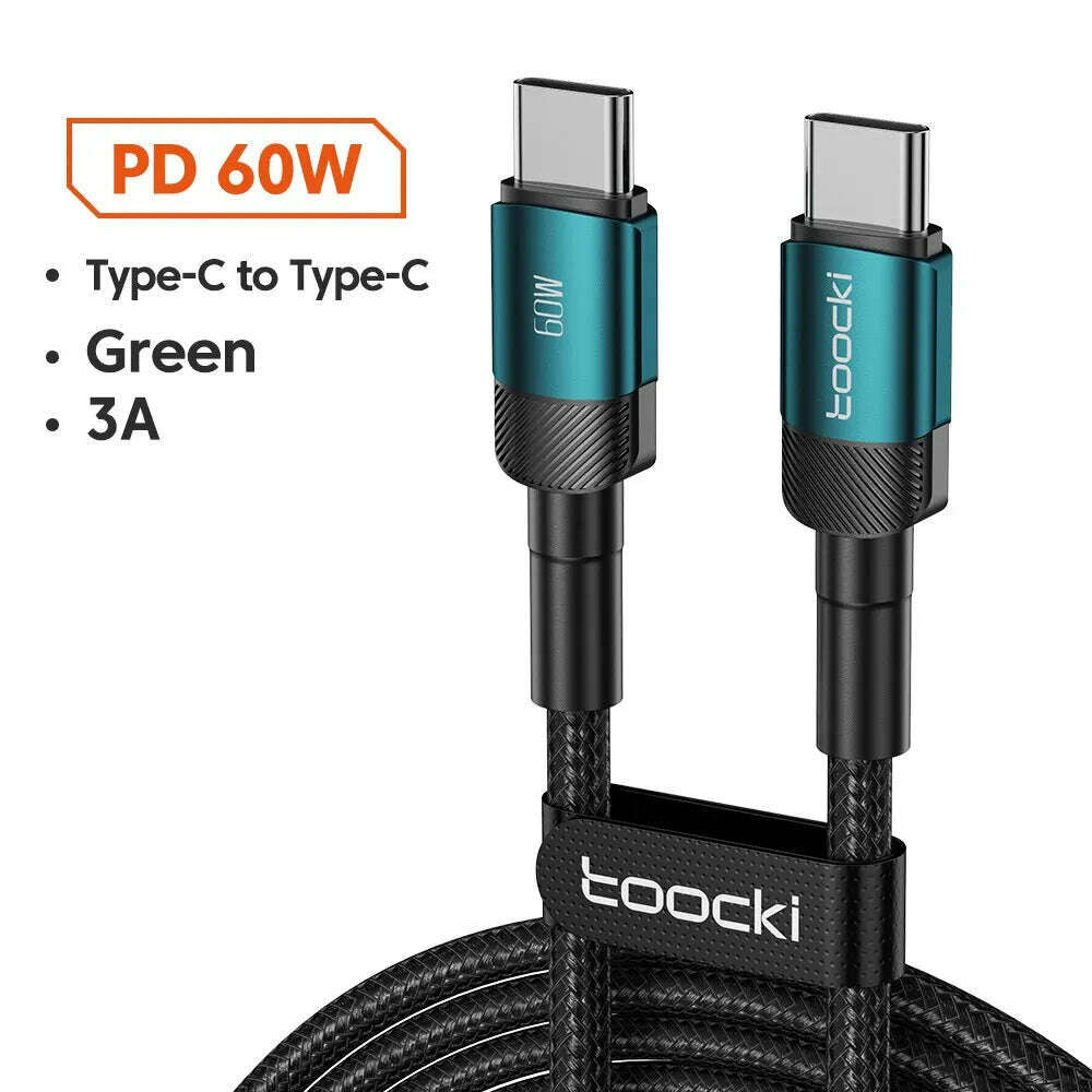 Toocki USB Type C Cable Fast Charging USB C Charger Cord For For iPhone 15 14 13 12 11 Huawei P40 P30 Realme Oppo Oneplus 1m 2m - KIMLUD