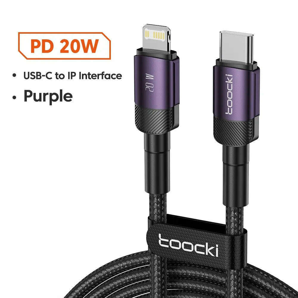 Toocki USB Type C Cable Fast Charging USB C Charger Cord For For iPhone 15 14 13 12 11 Huawei P40 P30 Realme Oppo Oneplus 1m 2m - KIMLUD