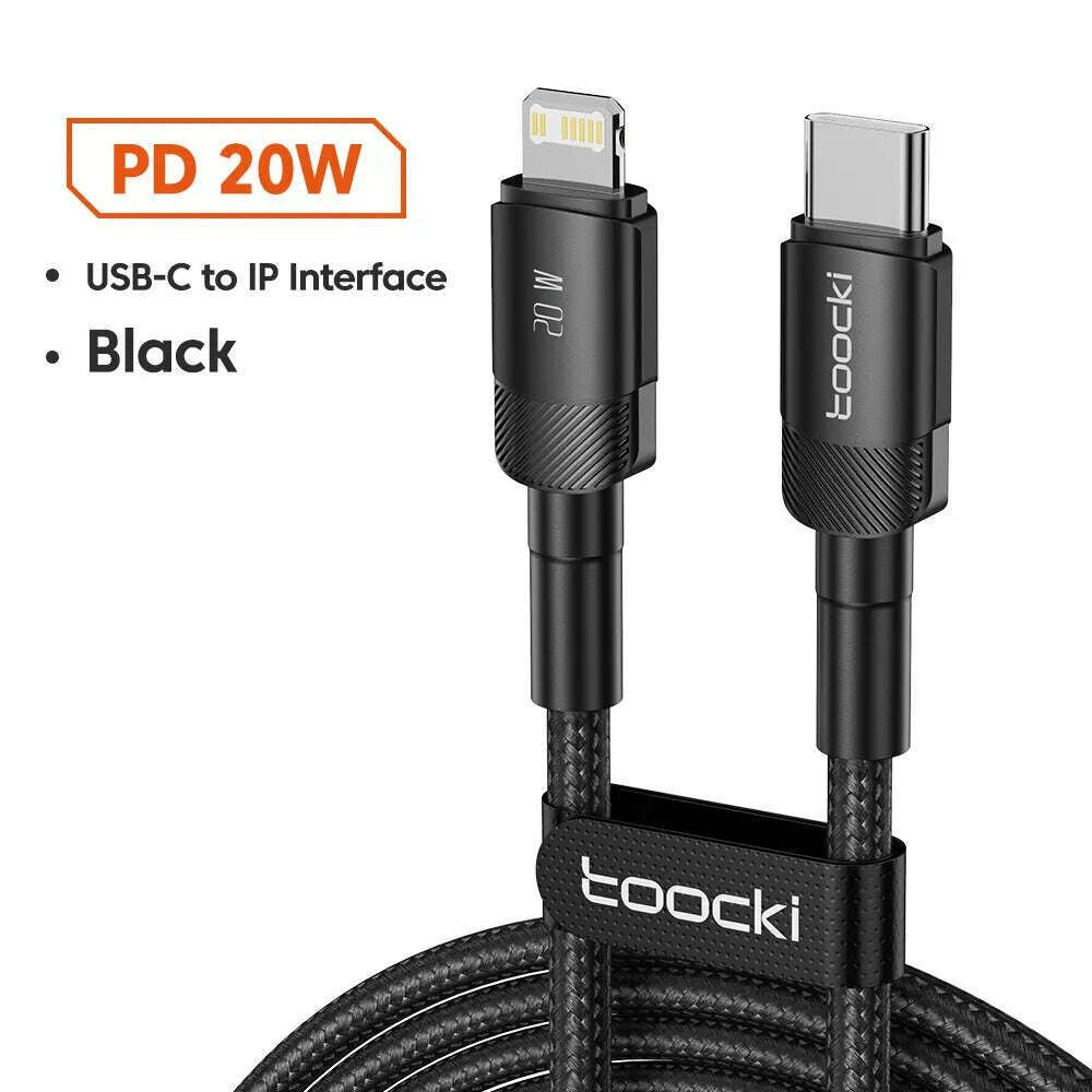 Toocki USB Type C Cable Fast Charging USB C Charger Cord For For iPhone 15 14 13 12 11 Huawei P40 P30 Realme Oppo Oneplus 1m 2m - KIMLUD
