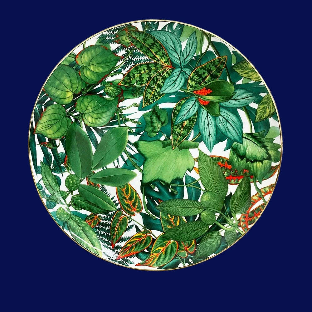 KIMLUD, Top Grade Rainforest Ceramic Dinner Plates Geometric Pattern Ceramic Dish Charger Plate Dinnerware Plate Set Serving Dish, 10 inch plate 1, KIMLUD APPAREL - Womens Clothes