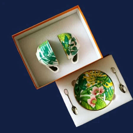 KIMLUD, Top Grade Rainforest Ceramic Dinner Plates Geometric Pattern Ceramic Dish Charger Plate Dinnerware Plate Set Serving Dish, cup set, KIMLUD APPAREL - Womens Clothes