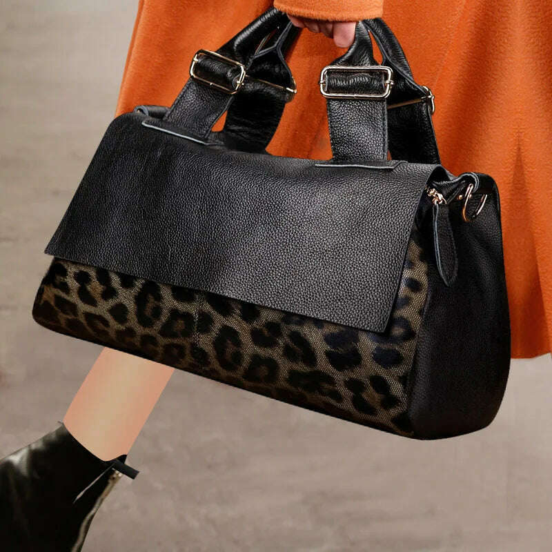 Top layer cowhide women's bag 2023 New high capacity leather handbag Women's bag Mom's one shoulder crossbody bag - KIMLUD