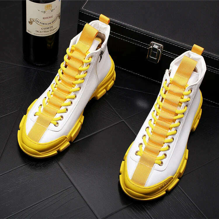 KIMLUD, Top Quality Fashion Men's Casual Shoes leather Platform Men Sneakers Male Man Trending Leisure High Tops Shoes for Men, B1 / 38, KIMLUD Women's Clothes