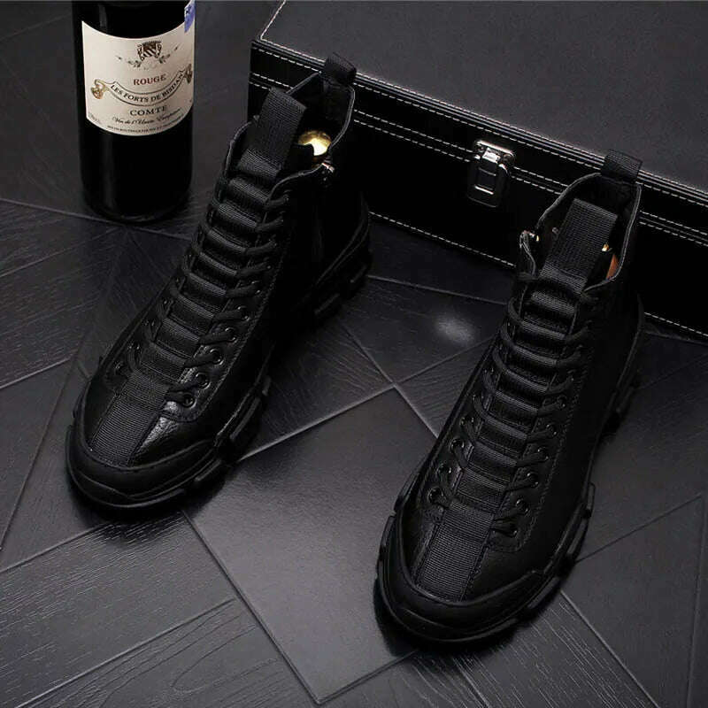 KIMLUD, Top Quality Fashion Men's Casual Shoes leather Platform Men Sneakers Male Man Trending Leisure High Tops Shoes for Men, KIMLUD Womens Clothes