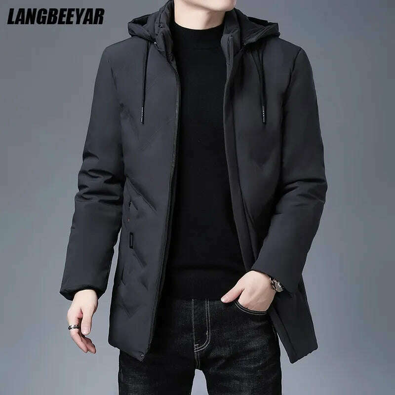 Top Quality New Brand Hooded Casual Fashion Long Thicken Outwear Parkas Jacket Men Winter Windbreaker Coats Men Clothing, KIMLUD Women's Clothes