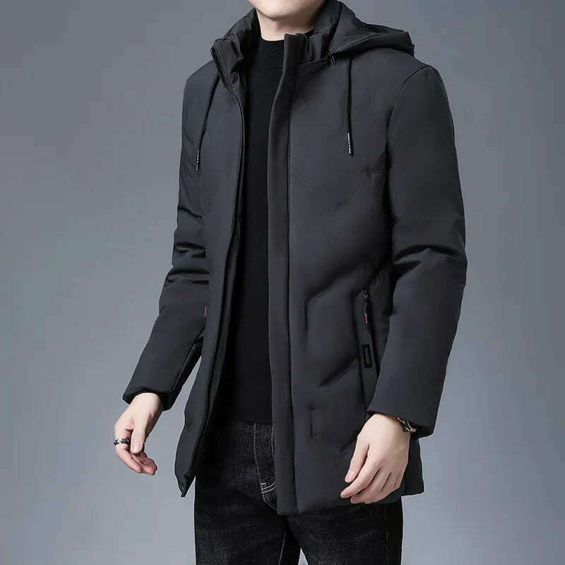 Top Quality New Brand Hooded Casual Fashion Long Thicken Outwear Parkas Jacket Men Winter Windbreaker Coats Men Clothing, GRAY / L, KIMLUD Women's Clothes