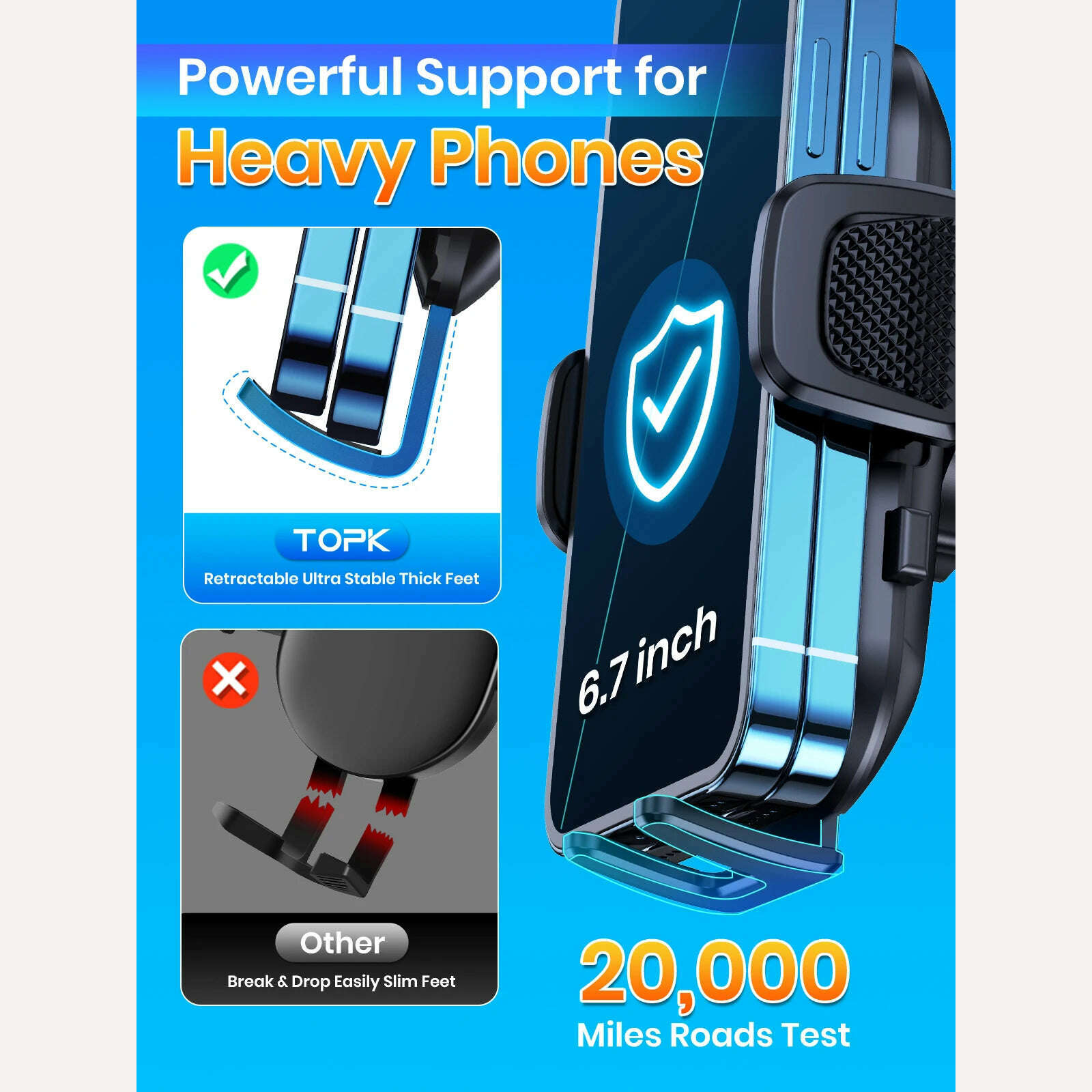 TOPK Car Phone Holder for Dashboard & Windscreen for Universal Cars 360° Rotatable Mobile Phone Holder for All Mobile Phones - KIMLUD