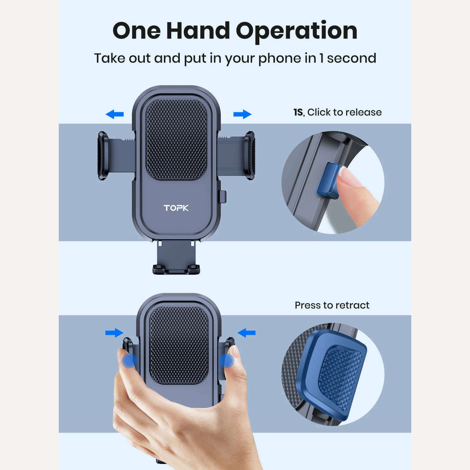 TOPK Car Phone Holder for Dashboard & Windscreen for Universal Cars 360° Rotatable Mobile Phone Holder for All Mobile Phones - KIMLUD