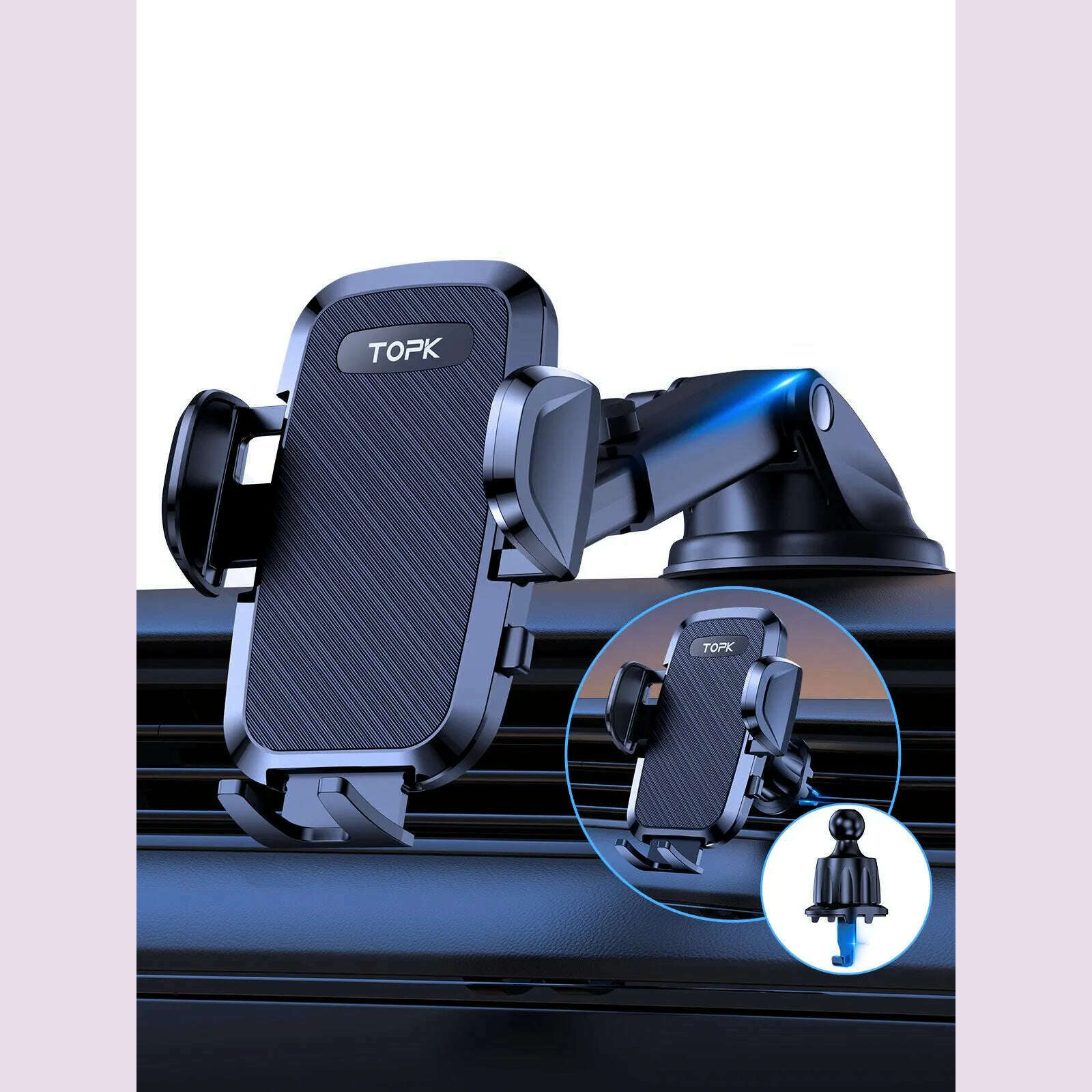 KIMLUD, TOPK D36 Car Phone Holder Adjustable Car Phone Mount Cradle Super Stable for Dashboard/Windscreen/Air Vent for Mobile Phones, KIMLUD Womens Clothes