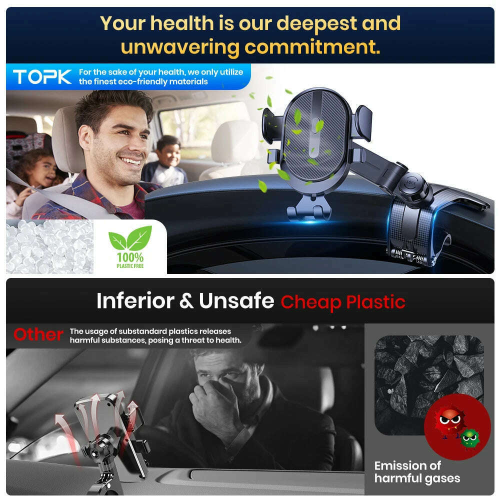 TOPK Dashboard Mobile Car Phone Holder Clip Mount CellPhone Stand In Car GPS Support Bracket for MobilePhone Portable car holder - KIMLUD