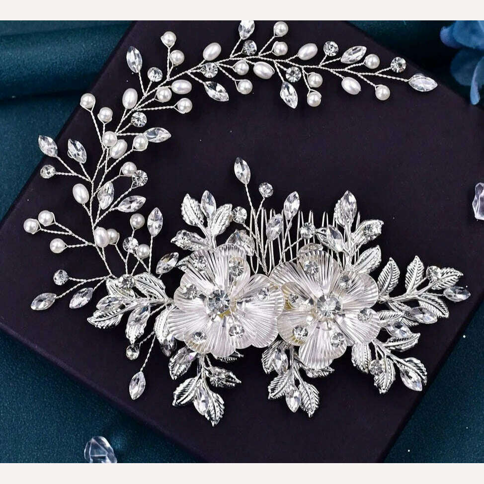TOPQUEEN HP135 Wedding Hair Comb Bridal Hair Ornaments Crystal Pearl Beaded Hair Clip Hair Accessories Handmade Women Tiara, China / HP511, KIMLUD Women's Clothes