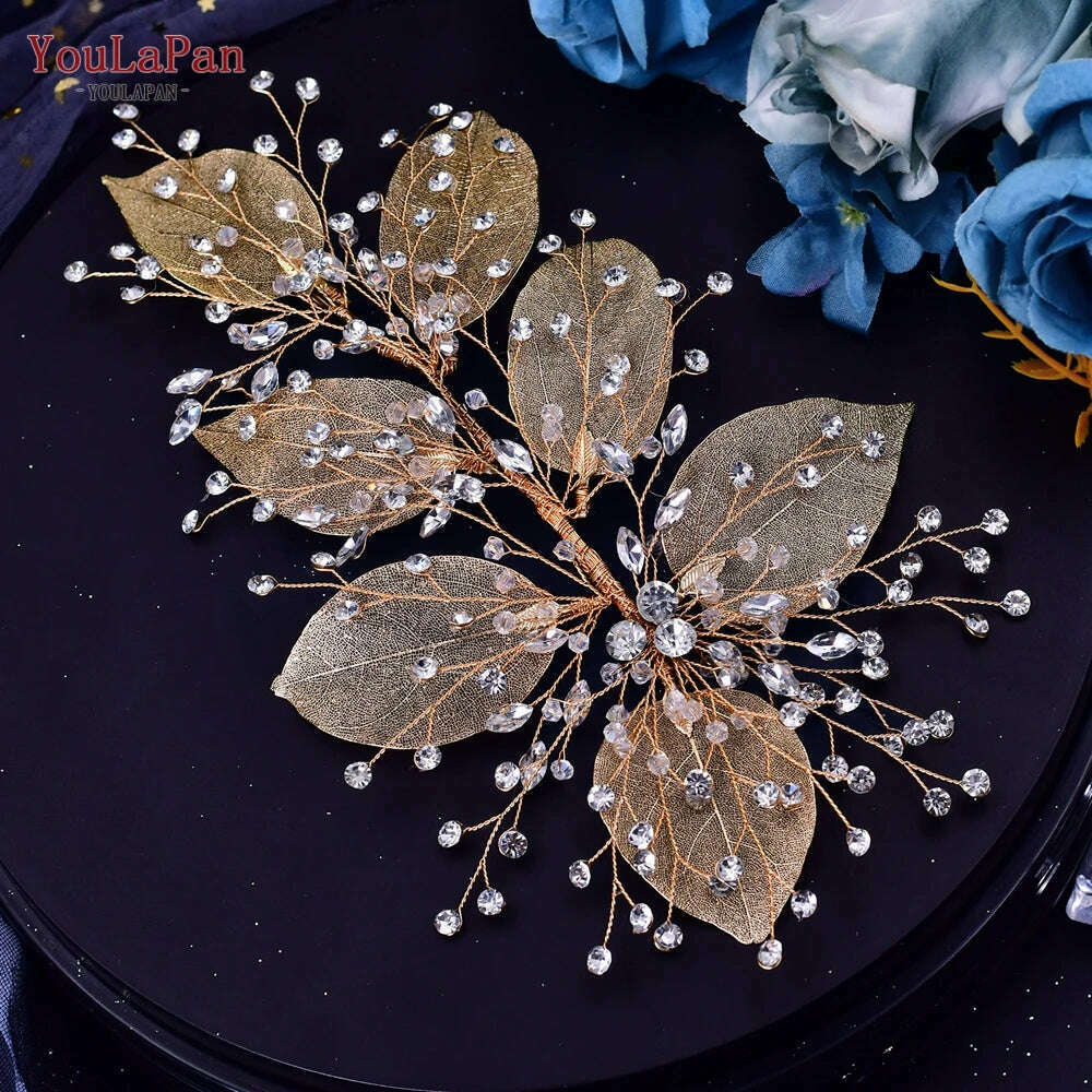KIMLUD, TOPQUEEN HP254 Bridal Side Clip Wedding Tiara Bridal Hairpins Handmade Rhinestone Women Headwear Alloy Flower Bride Headdress, KIMLUD Womens Clothes